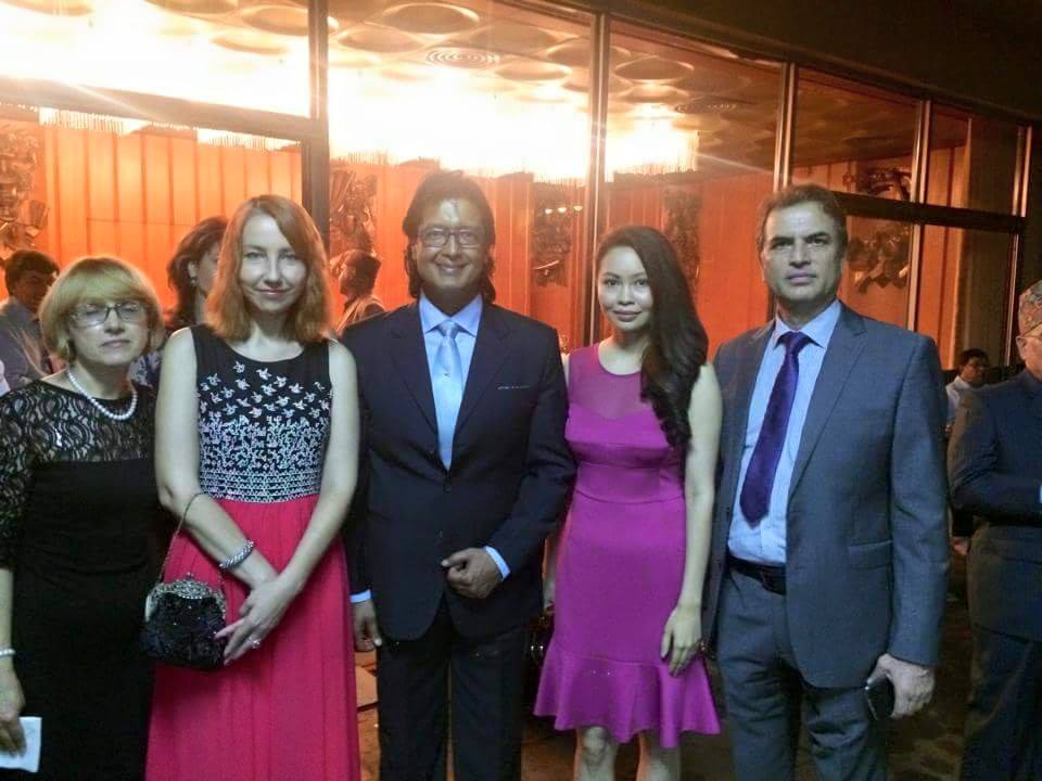 Rajesh Hamal and his wife at Russian embassy  - thecinematimes.com