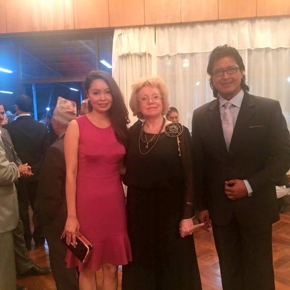 Rajesh Hamal and his wife at Russian embassy- thecinematimes.com
