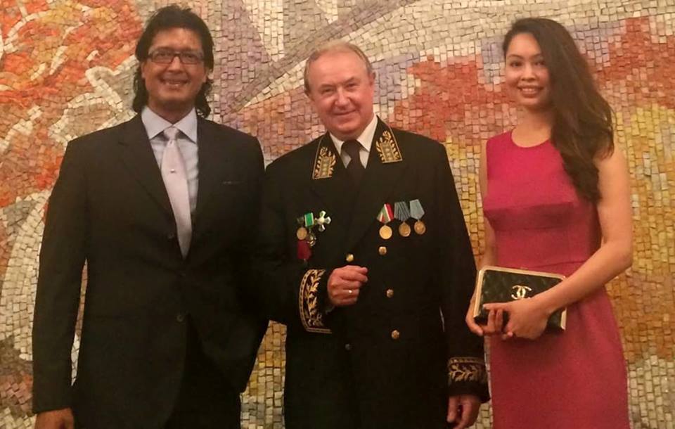 Rajesh Hamal and his wife at Russian embassy- thecinematimes.com